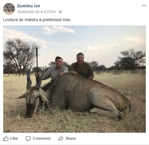 Primar de România, la vânătoare de antilope în Africa. De acolo dă sfaturi pe Facebook despre curăţenie!