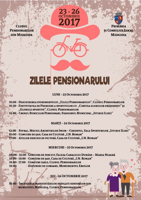 Primăria Municipiului Medgidia organizează a doua ediție a evenimentului intitulat „Zilele Pensionarului”