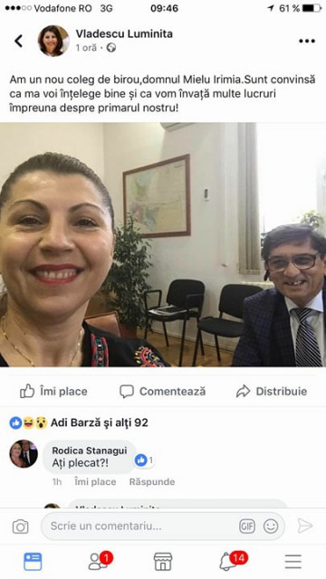 D-ale Medgidiei. I-a luat maşina de serviciu, dar îi dă coleg: viceprimarul Vlădescu, în acelaşi birou cu Melu