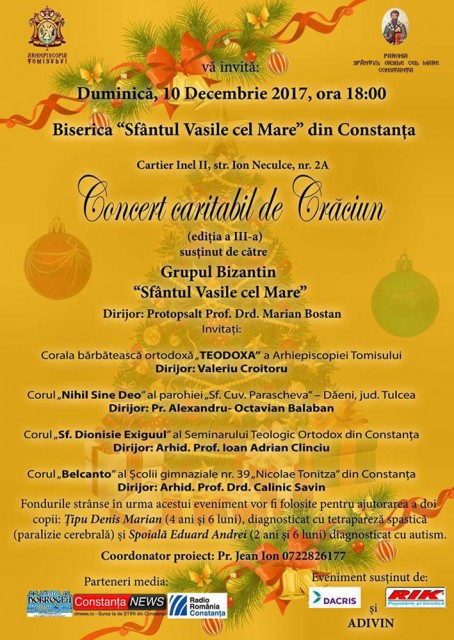 Concert caritabil de Crăciun la Biserica Sf. Vasile cel Mare din Constanţa
