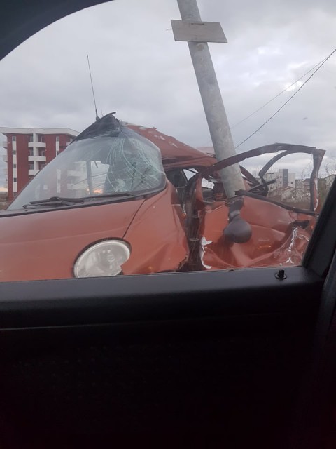 Accident în Mamaia: UN MATIZ S-A FĂCUT PRAF!