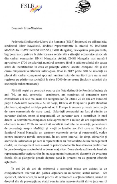 Sindicatul lucrătorilor de pe şantierul naval din Mangalia, PANICAŢI!