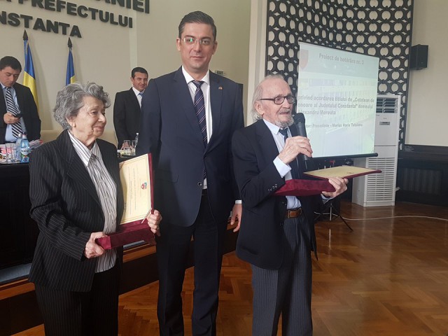 Moment emoționant la CJC: Ileana Ploscaru și Alexandru Mereuță, numiți cetățeni de onoare ai județului Constanța