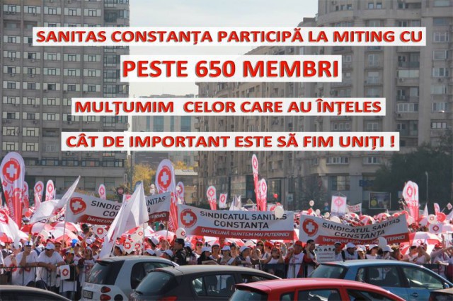 Sanitas Constanţa este gata de miting! Peste 650 de angajaţi din spitale vor ieşi în stradă!