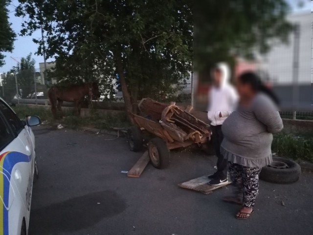 Căruțaș amendat de polițiști. A rămas și fără căruță