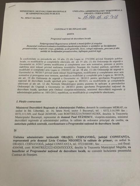 Contracte de finanțare importante, semnate de primarul din Cernavodă