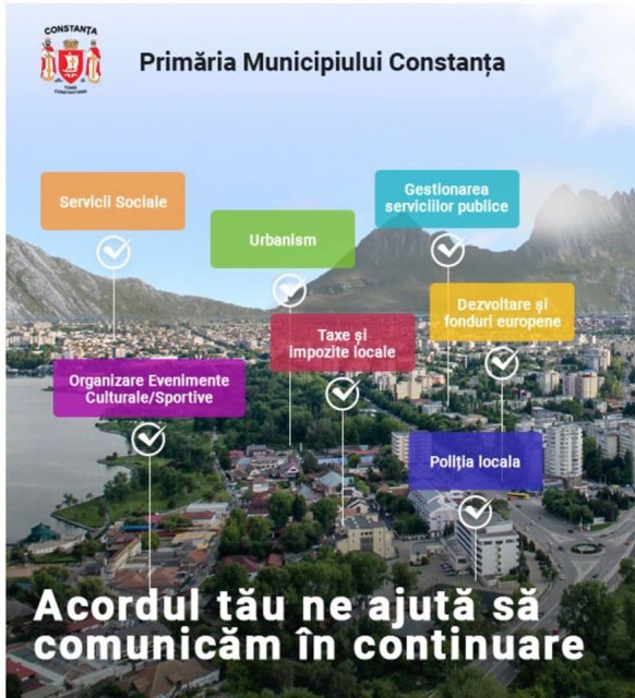 Primăria Constanţa - MESAJ de interes public, scris pe o fotografie CU MUNŢI în zare!