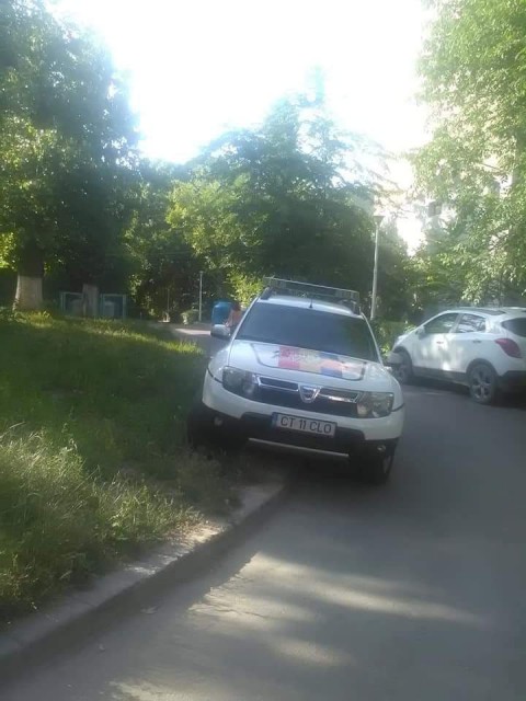 Poliţia Locală, cu maşina pe spaţiul verde!