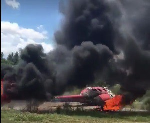 SIMULARE. Un elicopter a luat foc după ce s-a prăbușit, la Tuzla!