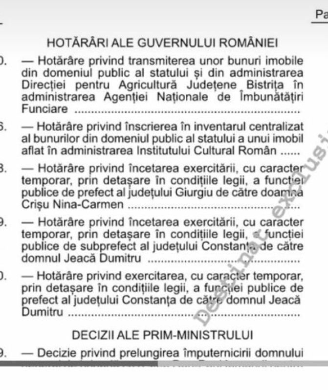 E oficial: a fost publicată în Monitorul Oficial hotărârea de numire a lui Jeacă pe postul de prefect