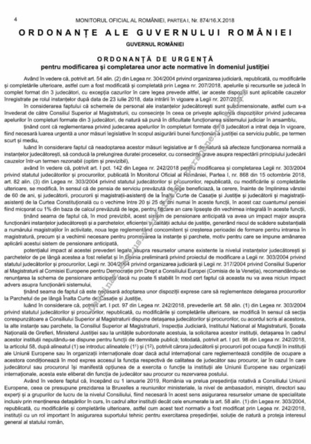 Ordonanța de urgență pentru legile justiției a fost publicată în Monitorul Oficial
