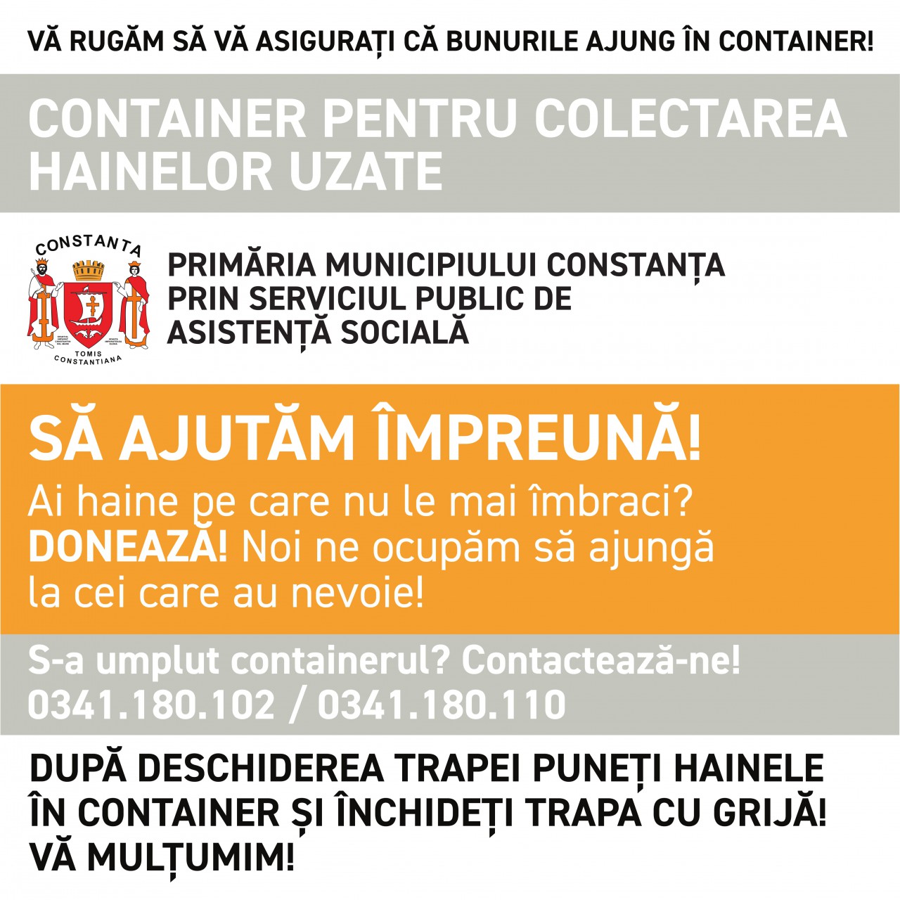 Aveți haine pe care nu le mai purtați? Primăria Constanța a demarat o campanie umanitară! Aveți haine pe care nu le mai purtați? Primăria Constanța a demarat o campanie umanitară!