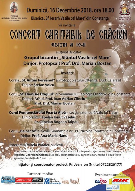 CONCERT CARITABIL de CRĂCIUN pentru ajutarea unei mămici bolnave de cancer