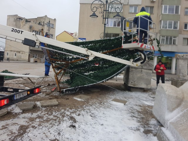Bradul de Crăciun din Piața Ovidiu, PUS la PĂMÂNT!