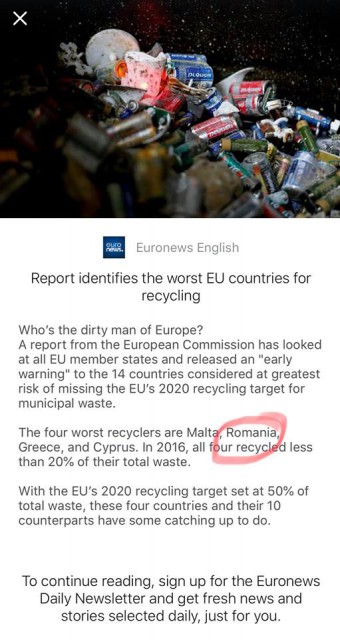 România, într-un top al rușinii! Nu ne interesează să reciclăm!
