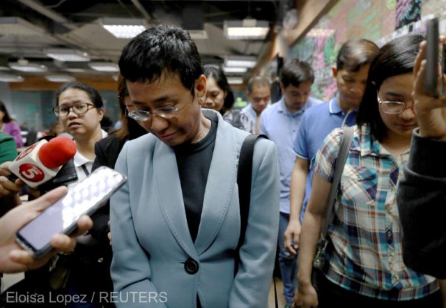 Filipine: Jurnalista Maria Ressa, care a criticat controversatul război antidrog al preşedintelui Duterte, arestată pentru defăimare