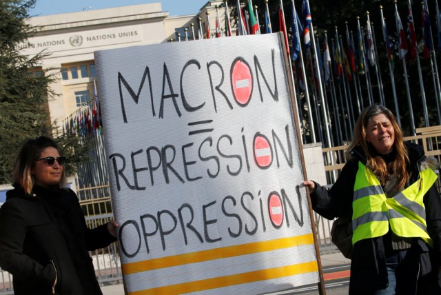 Elveţia: Aproximativ 1.000 de ''veste galbene'' din Franţa au manifestat la Geneva pentru a sensibiliza ONU