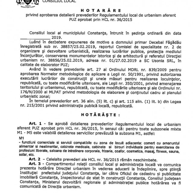 Decizii importante în ședința Consiliului Local! Se discută PUZ-ul delimitat de Mamaia, Lacul Tăbăcărie și străzile Unirii și Pescarilor
