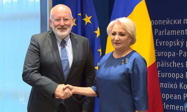 Premierul Viorica Dăncilă - primită de Frans Timmermans, la Bruxelles