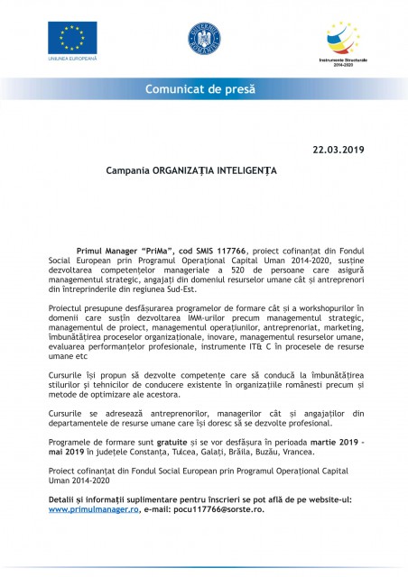 Campania ORGANIZAȚIA INTELIGENŢA
