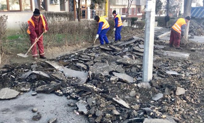 VIDEO. Lucrări de reabilitare a trotuarelor de pe bulevardul Tomis