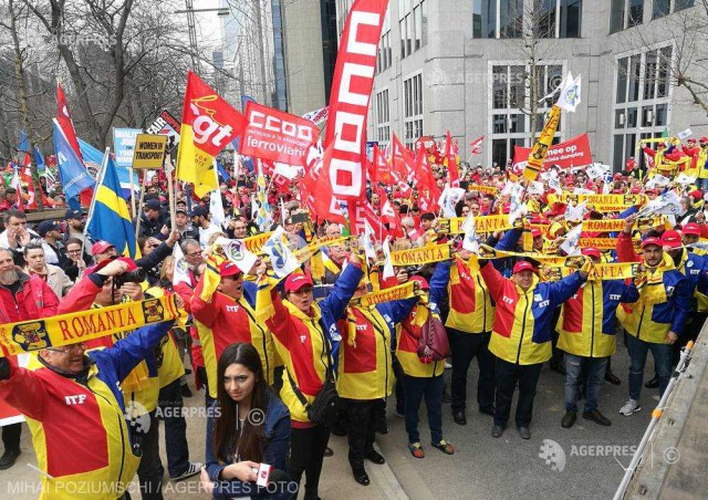 Mii de manifestanţi la Bruxelles contra dumpingului social în transporturi