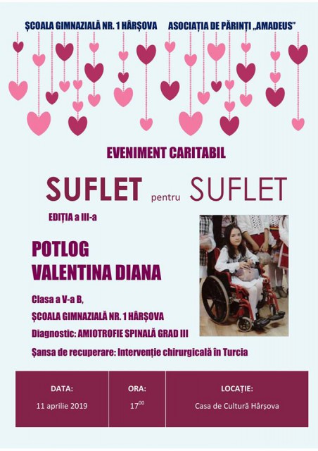APEL UMANITAR la Hârșova. „Suflet pentru suflet” pentru o fetiță care are nevoie de operație în Turcia!
