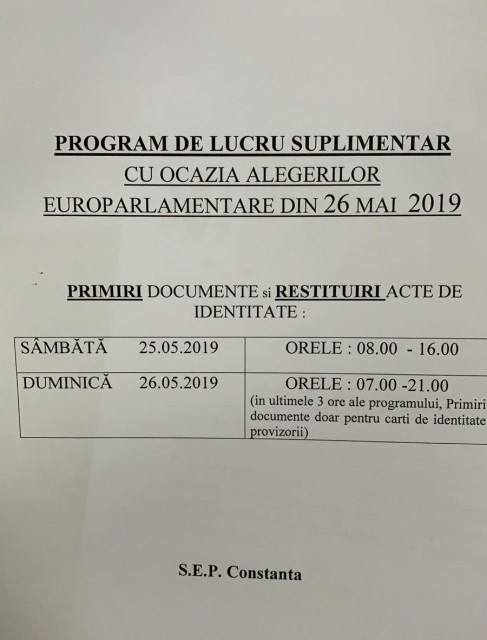 Constanţa. Buletinele se pot elibera şi în duminica alegerilor!