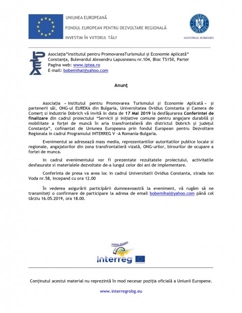 Anunţ conferinţă de finalizare