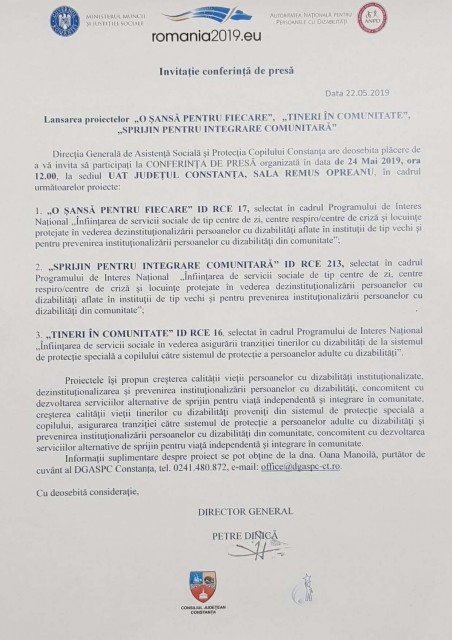 Lansarea proiectelor „O SANSĂ PENTRU FIECARE“, „TINERI ÎN COMUNITATE“, „SPRIJIN PENTRU INTEGRARE COMUNITARĂ“