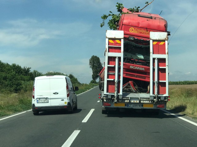 Crengi rupte și cabluri smulse de un autotren, la Constanța!