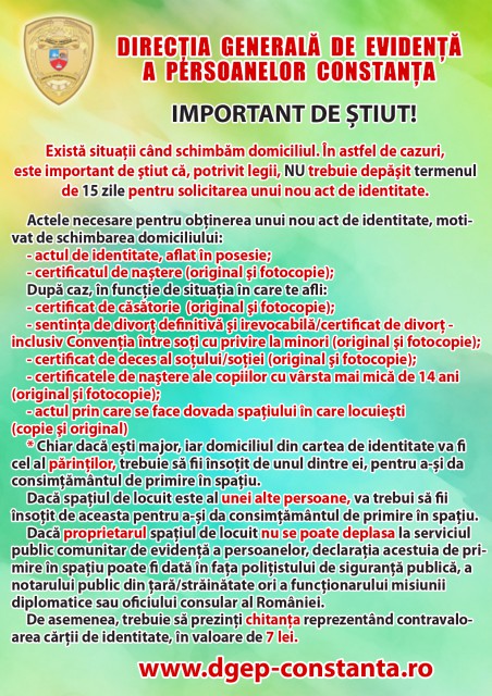 Ce obligaţii avem la schimbarea domiciliului