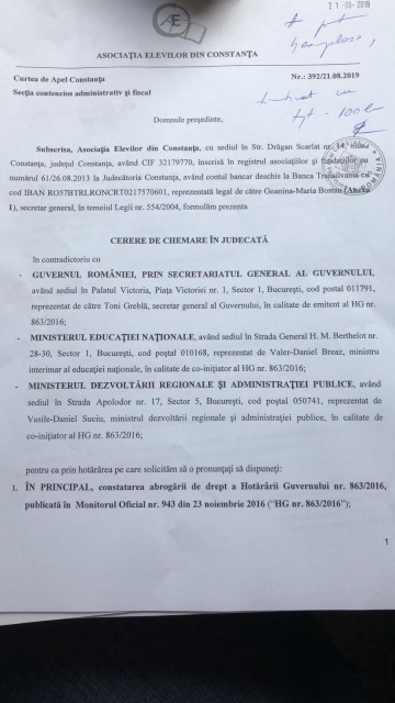 Asociația Elevilor din Constanța a dat în judecată Guvernul cu privire la transportul județean
