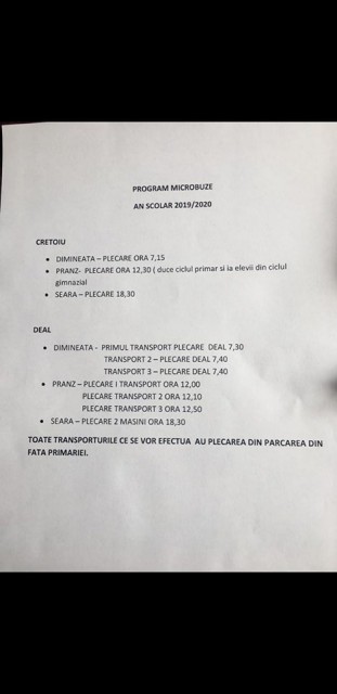 Iată programul microbuzelor școlare din Valu lui Traian