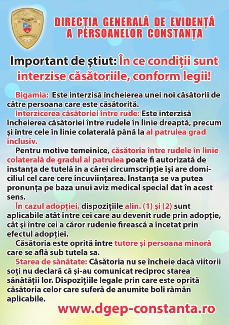 În ce condiţii sunt interzise căsătoriile, conform legii