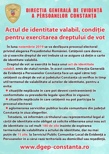 Actul de identitate VALABIL, condiţie pentru exercitarea dreptului de vot