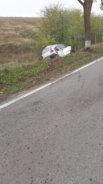 A intrat cu mașina în copac, în drum spre Tulcea: șoferul a rămas încarcerat!