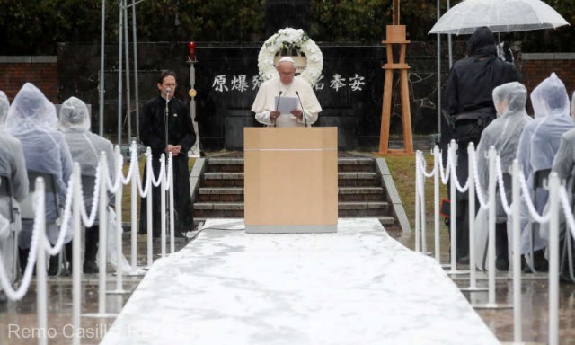 Japonia: Papa Francisc transmite la Nagasaki şi Hiroshima mesajul său de interzicere a armelor nucleare