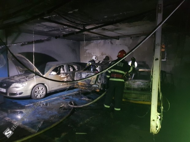 Primele imagini cu mașinile care au ars în incendiul de la Mall Sun Plaza din București