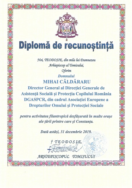 ÎPS Teodosie: Diplomă de recunoștință pentru un tânăr filantrop, orfan