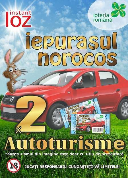 Loteria Română lansează lozul „Iepuraşul Norocos“, cu premii de peste 1,1 milioane de lei şi două autoturisme