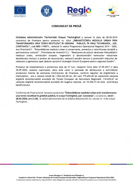 COMUNICAT DE PRESĂ
