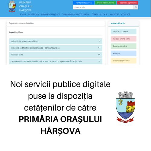 Primăria Hârşova implementează proiectul City Manager; pagina web, o nouă configuraţie