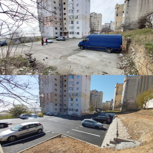 Spațiu dintre blocuri, transformat într-o parcare modernă pe strada Prelungirea Ion Rațiu