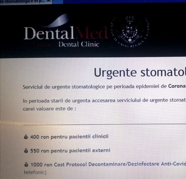 Sumă SCANDALOASĂ! Taxa de COVID-19 la dentist: 1.000 de lei pentru dezinfectare
