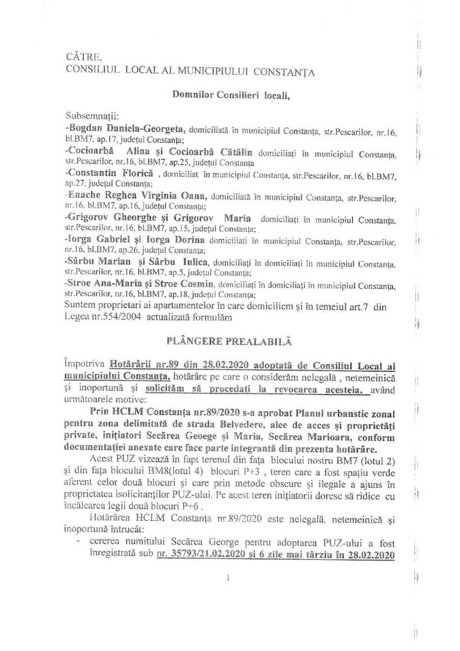 Primăria Constanţa, acuzată că a ASCUNS o plângere legată de PUZ-ul lui Secărea Primăria Constanţa, acuzată că a ASCUNS o plângere legată de PUZ-ul lui Secărea