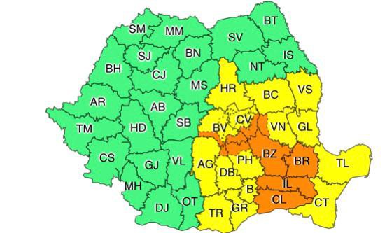 COD GALBEN de AVERSE și VIJELII, la CONSTANȚA