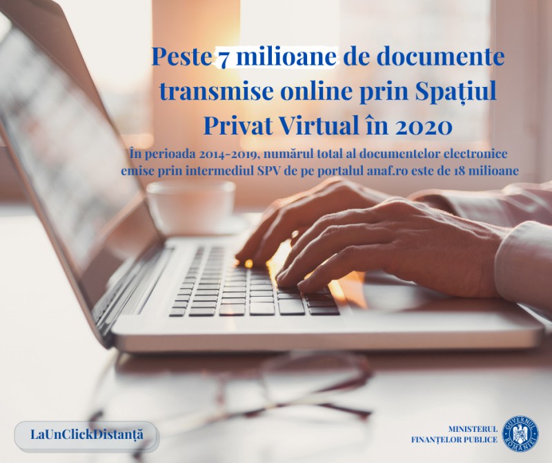 MFP: Peste 7 milioane de documente electronice, depuse prin intermediul Spaţiului Privat Virtual în 2020