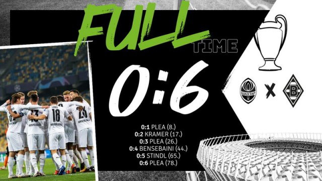 Borussia Monchengladbach a făcut spectacol în Ucraina (6-0 vs Șahtior Donețk)