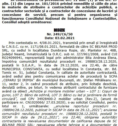 FIRMA unui politician din NEAMȚ încearcă blocarea unei licitații, la Constanța